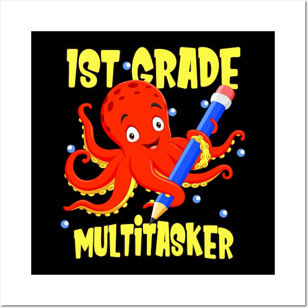 1st Grade Cute Octopus First Grader School Kids Wall Art by Foxxy Merch